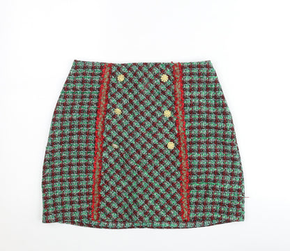Savida Women's Multicoloured Tweed Short Pencil Skirt Size S