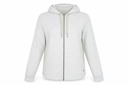 Front view of Cecil women’s grey hooded full zip lightweight jacket, size S