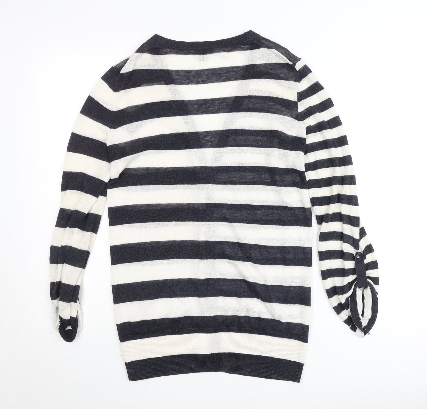 Ann Taylor Women’s Black White Stripe V-Neck Cardigan M