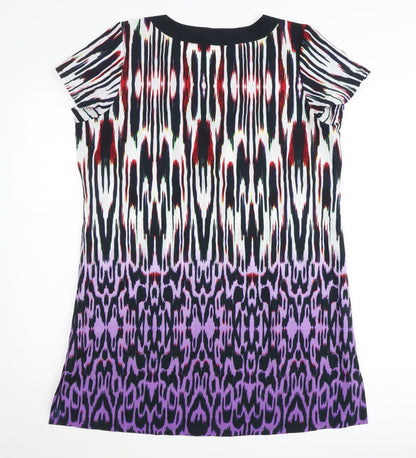 Epilogue Women's Multicoloured Tunic Blouse Size 16 Short Sleeve V-Neck