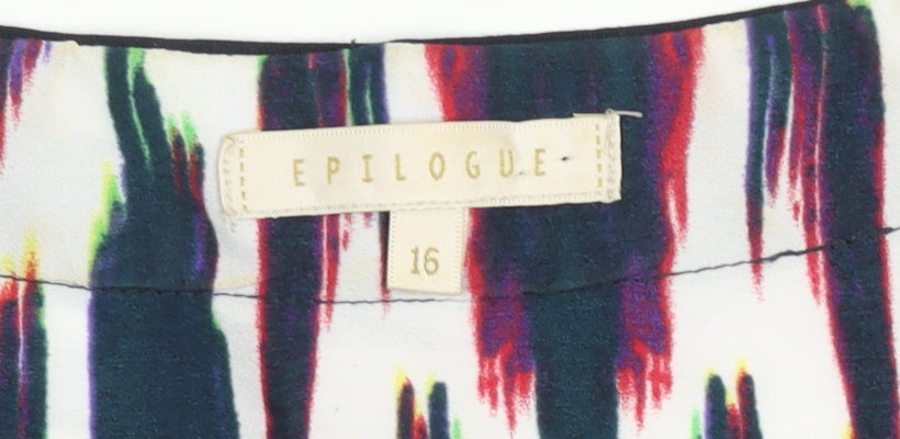 Epilogue Women's Multicoloured Tunic Blouse Size 16 Short Sleeve V-Neck