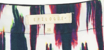 Epilogue Women's Multicoloured Tunic Blouse Size 16 Short Sleeve V-Neck