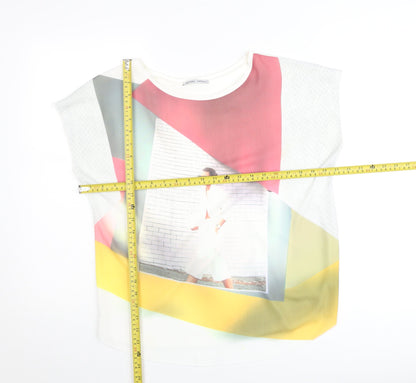 Zara Women Multicoloured Crew Neck Colourblock T-Shirt M