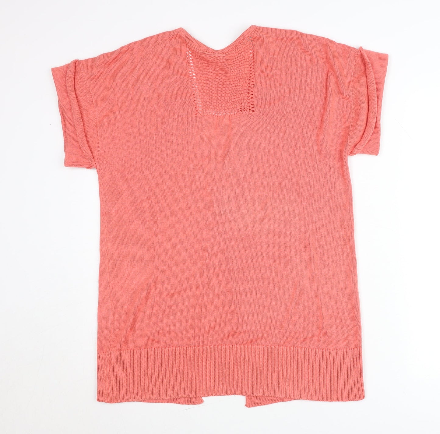 Paco Knits Women Pink Short Sleeve V-Neck Cardigan Size S