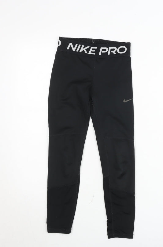 Nike Pro Girls Black Dri-FIT Ankle Leggings Size S (128-137 cm)