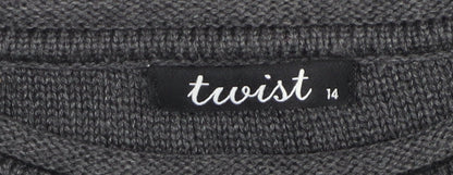 Twist Womens Grey Rhinestone Star Short Sleeve Pullover Jumper Size 14