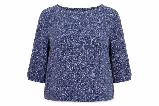 H&M Women Blue Polka Dot 3/4 Sleeve Viscose Blouse Size 8