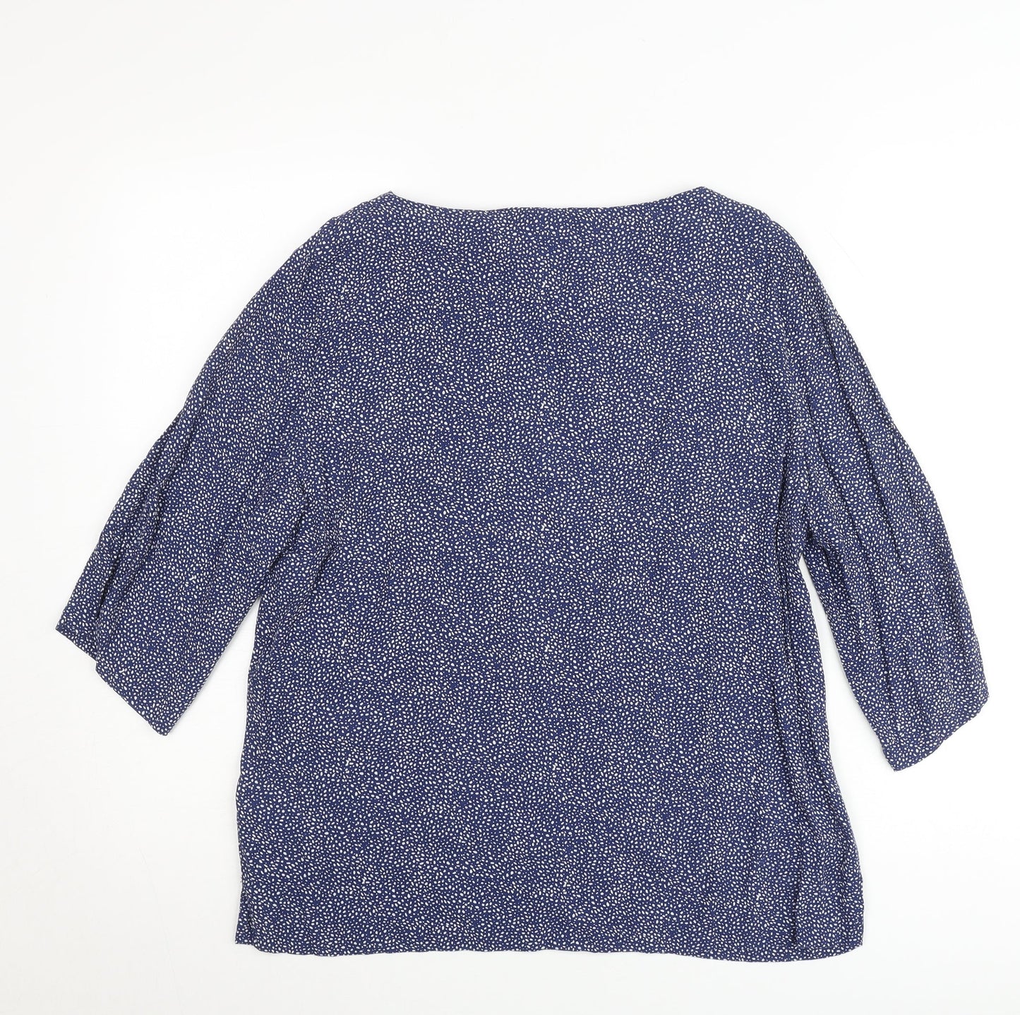 H&M Women Blue Polka Dot 3/4 Sleeve Viscose Blouse Size 8