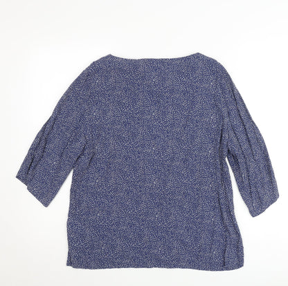 H&M Women Blue Polka Dot 3/4 Sleeve Viscose Blouse Size 8