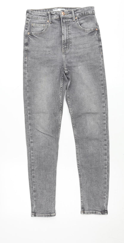 Bershka Women's Grey Super High Waist Skinny Jeans Size 8 Slim Fit