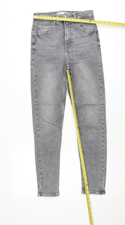 Bershka Women's Grey Super High Waist Skinny Jeans Size 8 Slim Fit