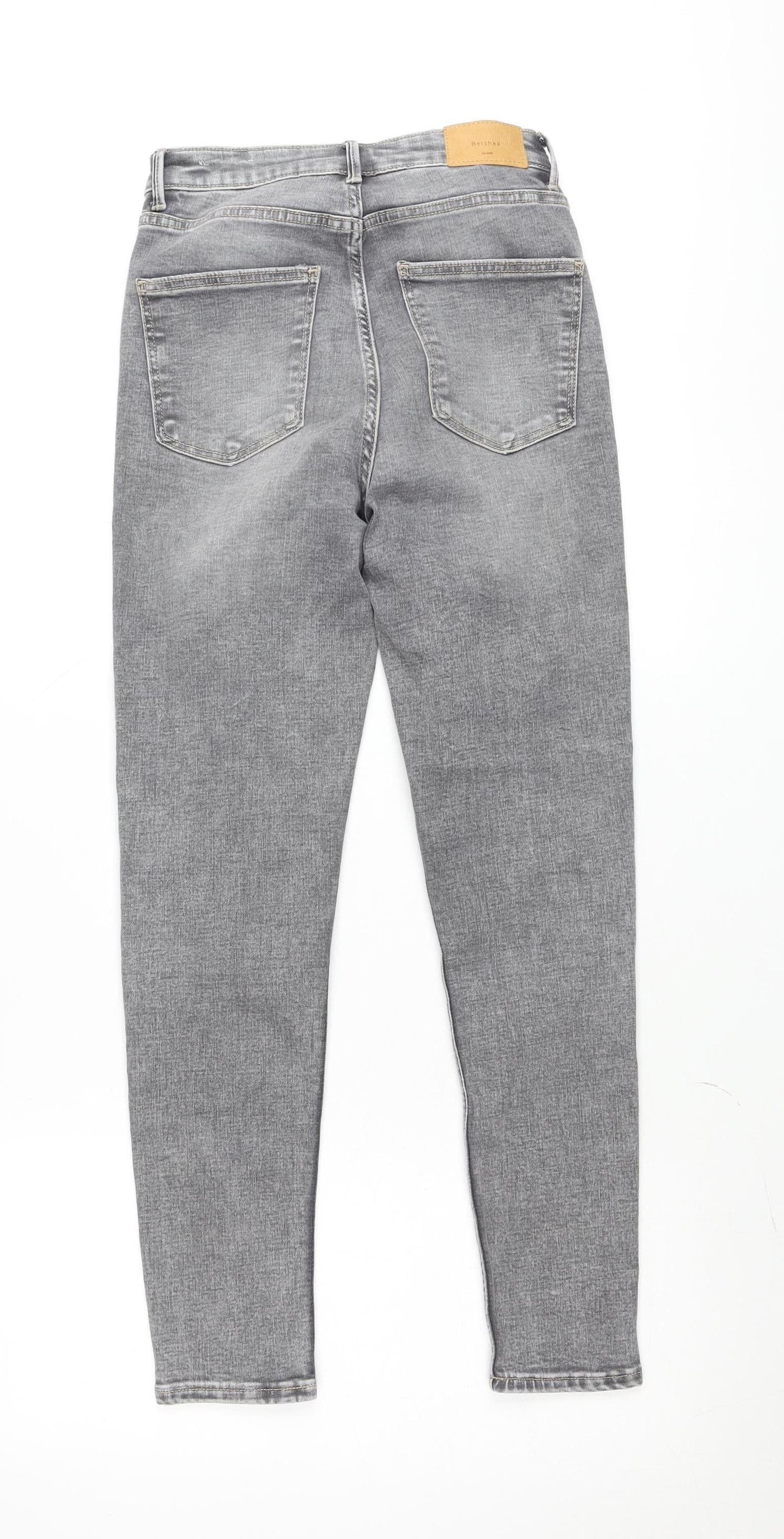 Bershka Women's Grey Super High Waist Skinny Jeans Size 8 Slim Fit