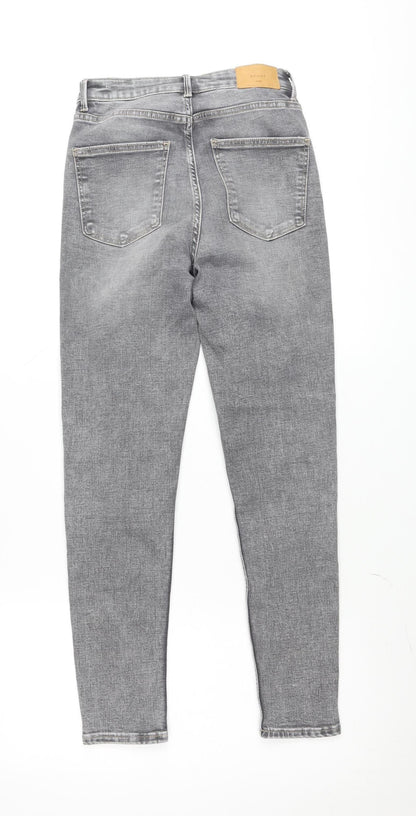 Bershka Women's Grey Super High Waist Skinny Jeans Size 8 Slim Fit