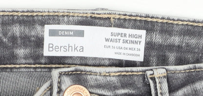 Bershka Women's Grey Super High Waist Skinny Jeans Size 8 Slim Fit