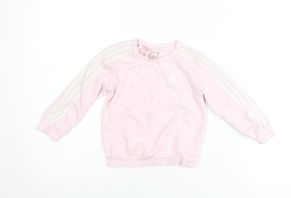 Adidas Pink Pullover Sweatshirt Unisex Baby 18–24 Months Crew Neck Jumper