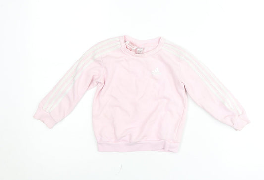 Adidas Pink Pullover Sweatshirt Unisex Baby 18–24 Months Crew Neck Jumper