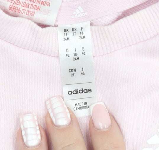 Adidas Pink Pullover Sweatshirt Unisex Baby 18–24 Months Crew Neck Jumper