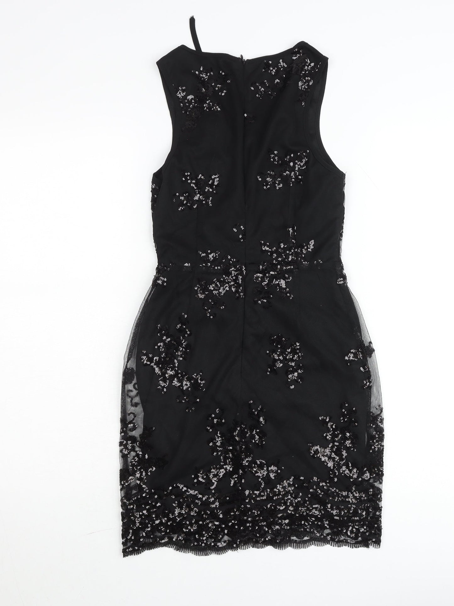 Boohoo Petite Black Sequin Bodycon Party Dress Womens UK 6