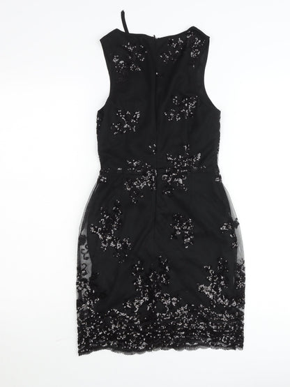Boohoo Petite Black Sequin Bodycon Party Dress Womens UK 6