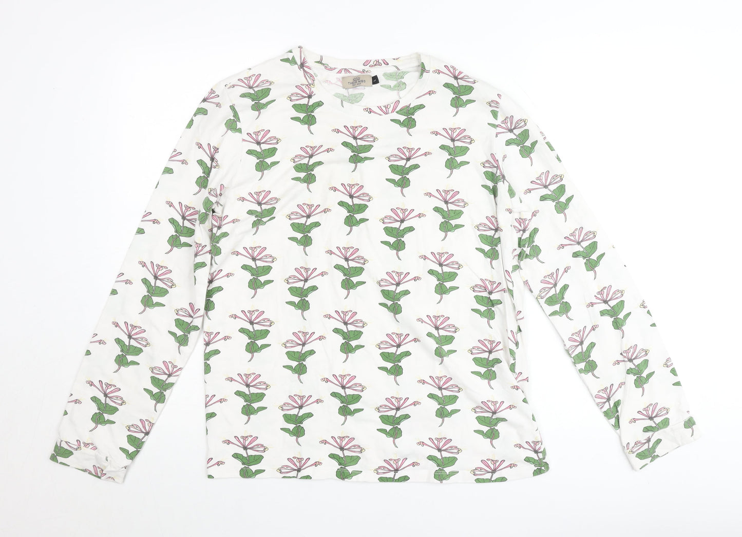 Their Nibs Womens White Floral Cotton Long Sleeve T-Shirt Size L