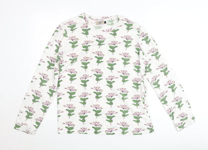 Their Nibs Womens White Floral Cotton Long Sleeve T-Shirt Size L
