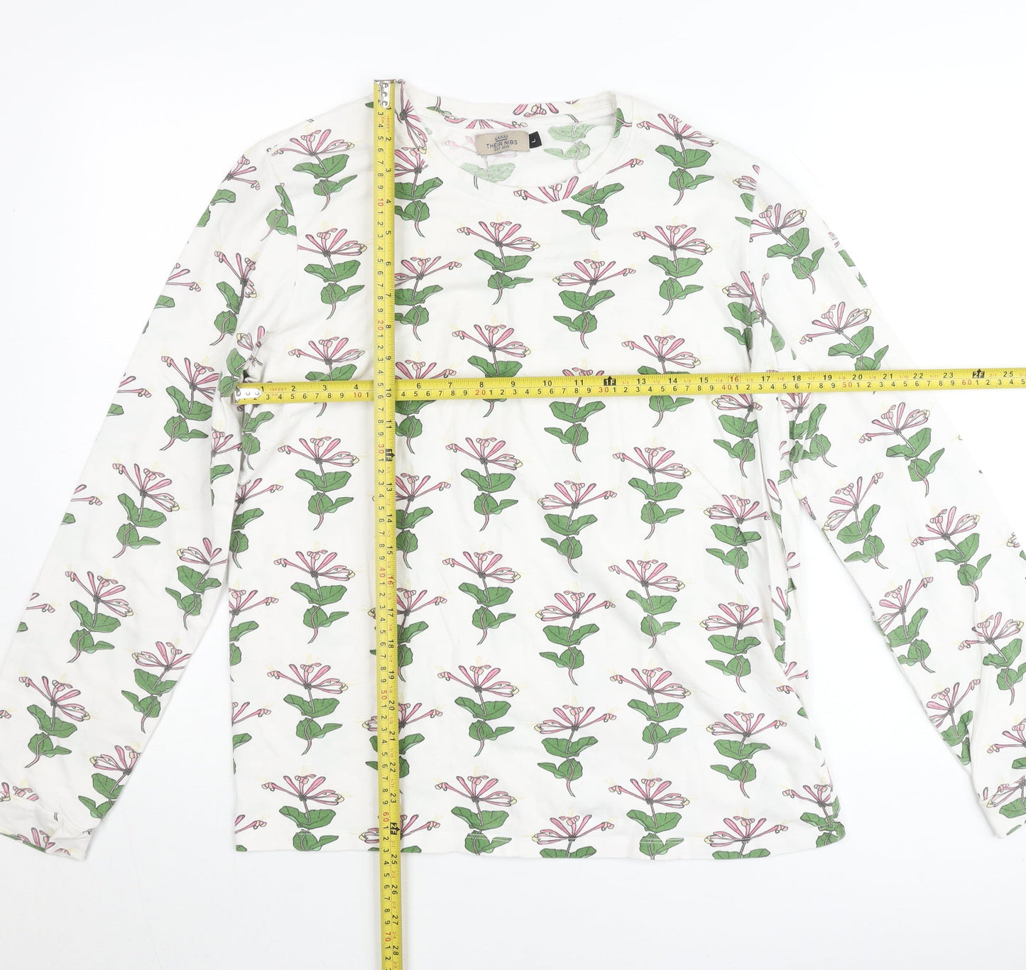 Their Nibs Womens White Floral Cotton Long Sleeve T-Shirt Size L