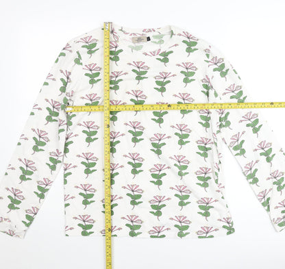 Their Nibs Womens White Floral Cotton Long Sleeve T-Shirt Size L