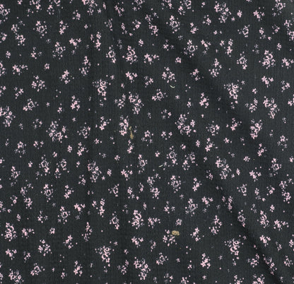 Savida Women's Black Floral A-Line Dress Size 12 Long Sleeve V-Neck
