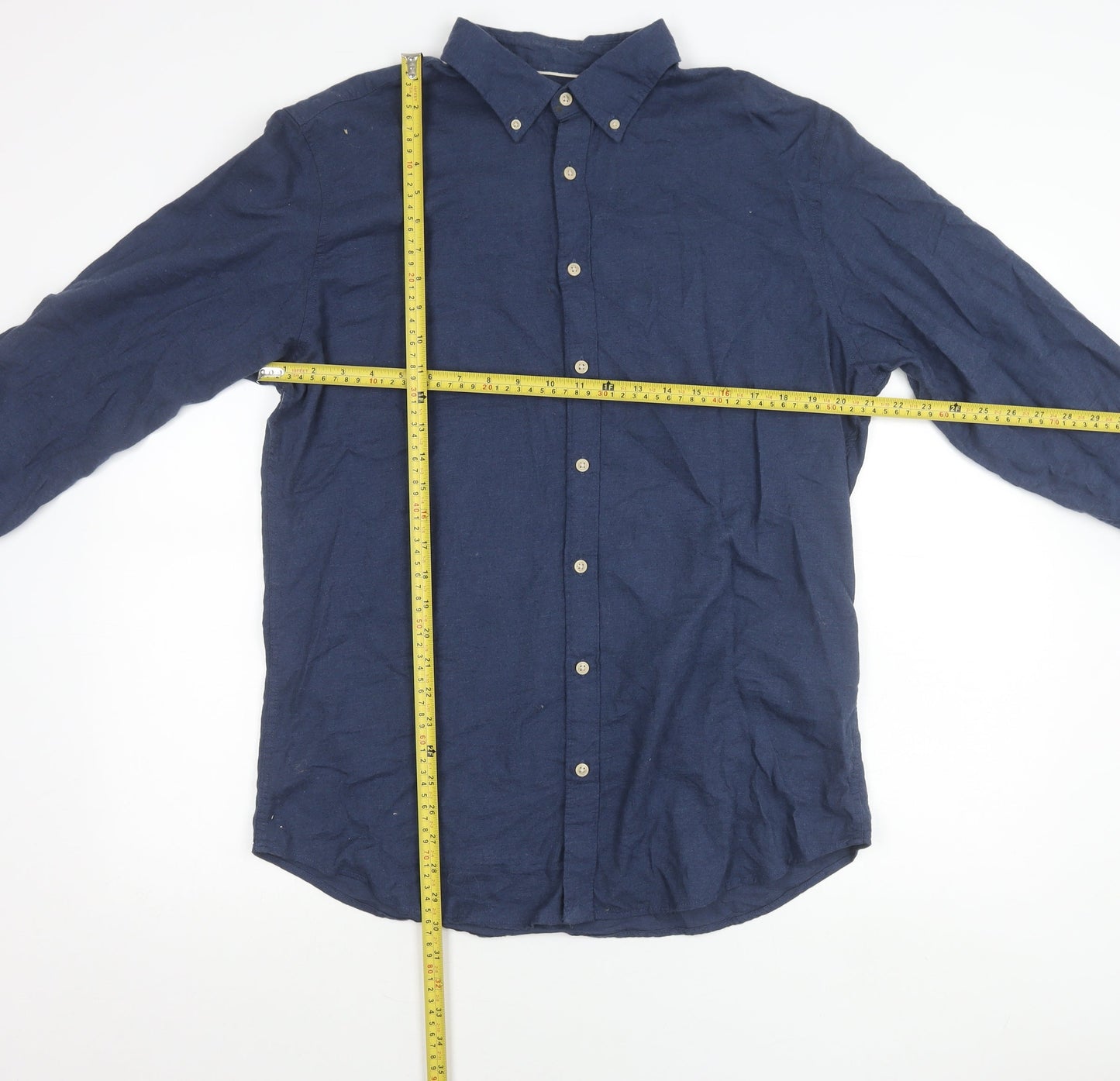 Selected Homme Mens Blue Slim Fit Cotton Button-Up Shirt XL 44 17.5