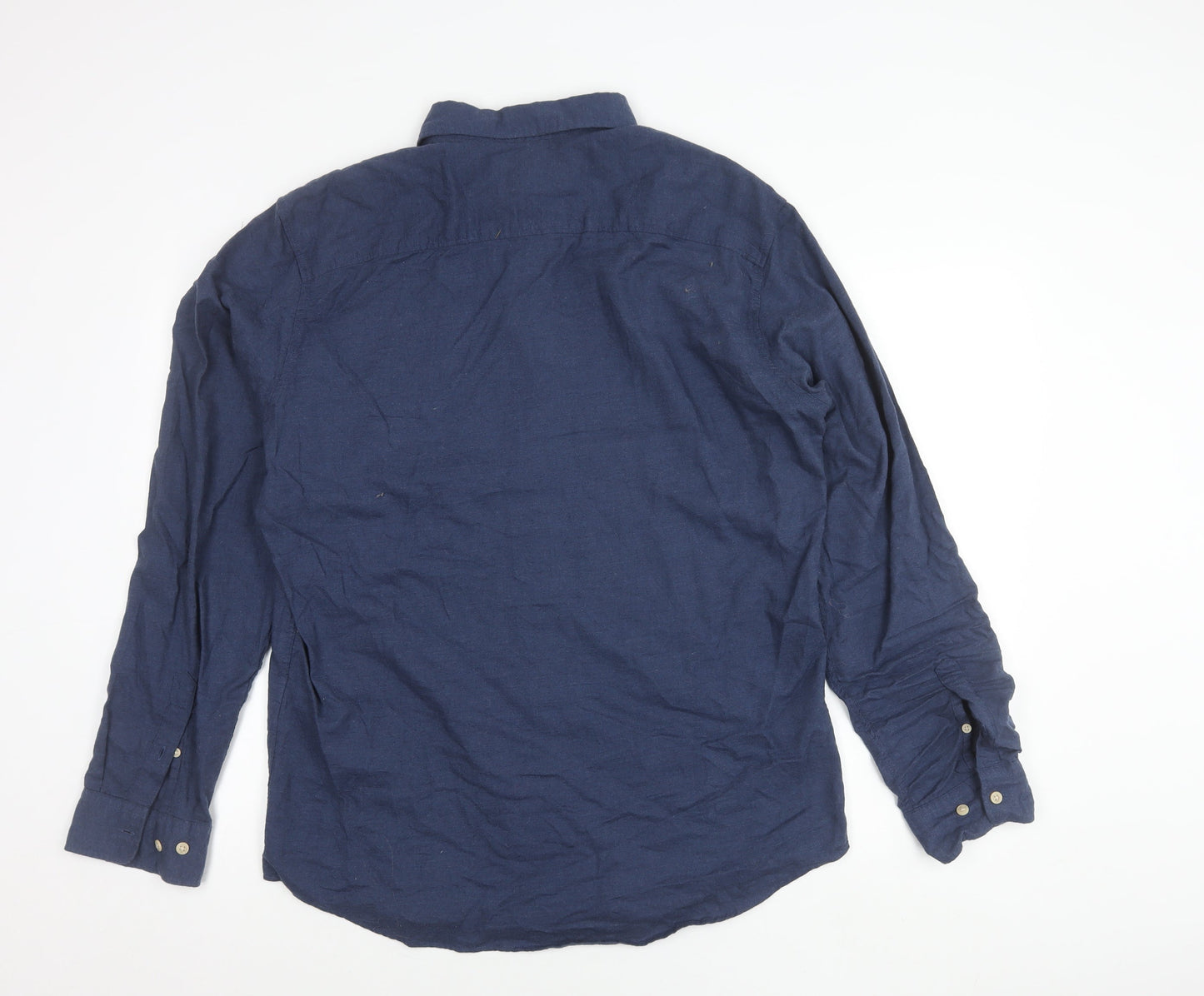 Selected Homme Mens Blue Slim Fit Cotton Button-Up Shirt XL 44 17.5