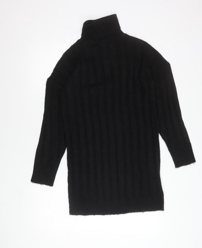 Boohoo Women’s Black Roll Neck Ribbed Knit Jumper Size S
