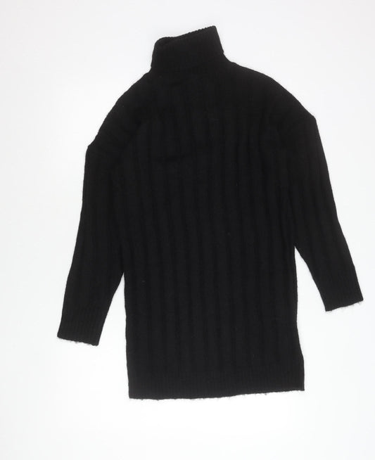 Boohoo Women’s Black Roll Neck Ribbed Knit Jumper Size S