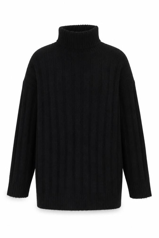 Boohoo Women’s Black Roll Neck Ribbed Knit Jumper Size S