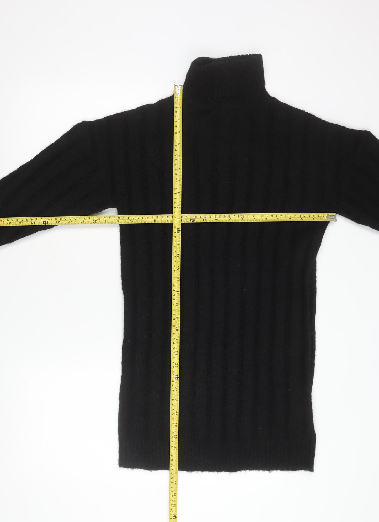 Boohoo Women’s Black Roll Neck Ribbed Knit Jumper Size S