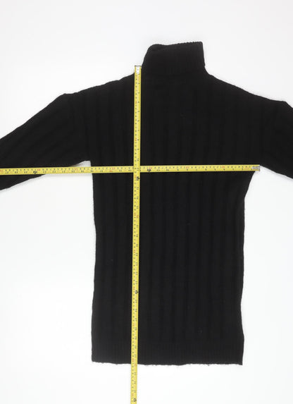 Boohoo Women’s Black Roll Neck Ribbed Knit Jumper Size S