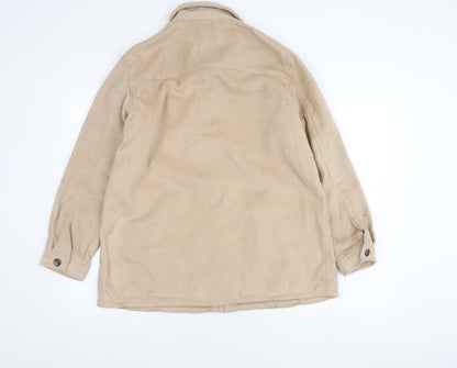 DIVIDED Women Beige Fleece Button Jacket Size S Casual Mid-Length