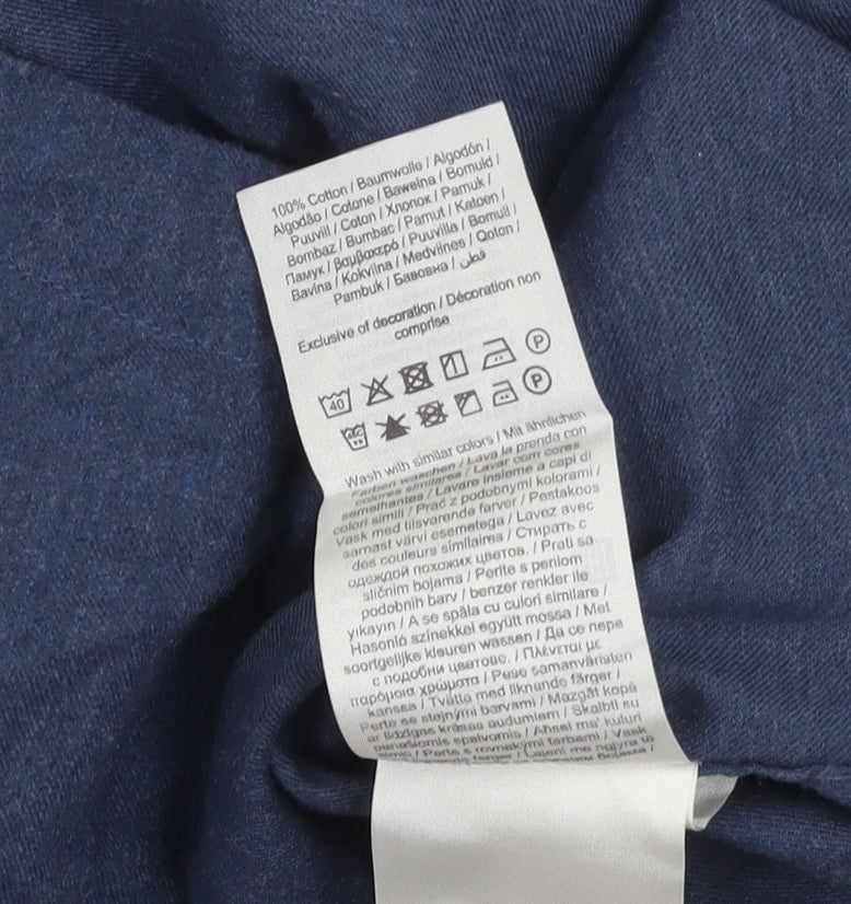SELECTED HOMME Men's Blue Slim Fit Button-Up Cotton Shirt XL