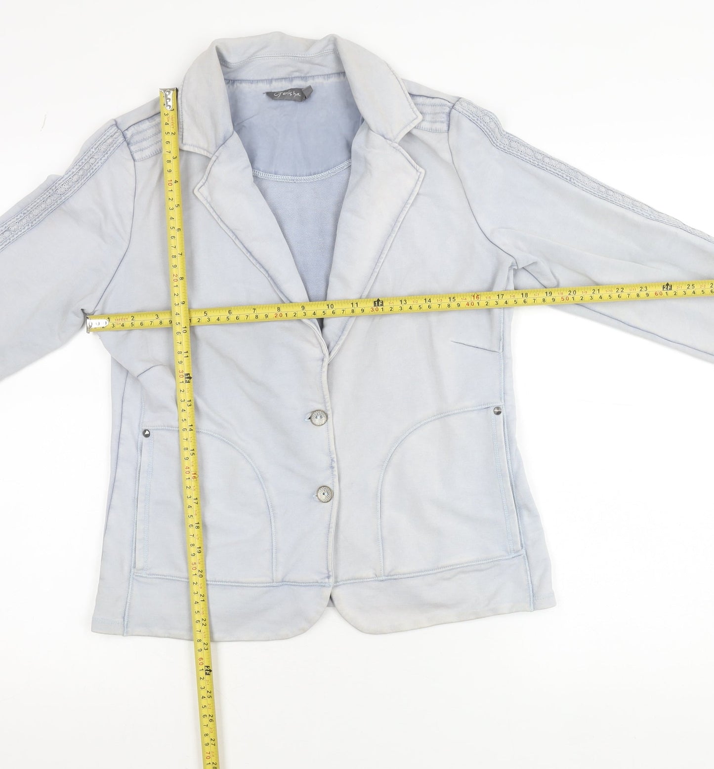 Geisha Women's Blue Cotton Stretch Blazer Jacket Size 12