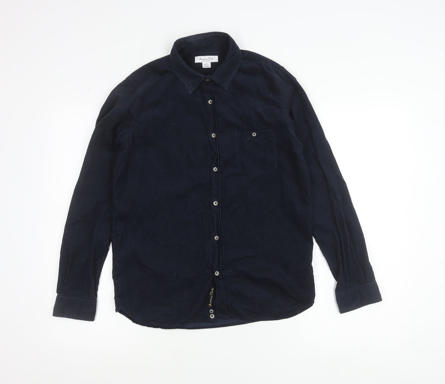 Massimo Dutti Blue Corduroy Button-Up Shirt Teens Size 14