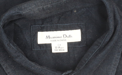 Massimo Dutti Blue Corduroy Button-Up Shirt Teens Size 14