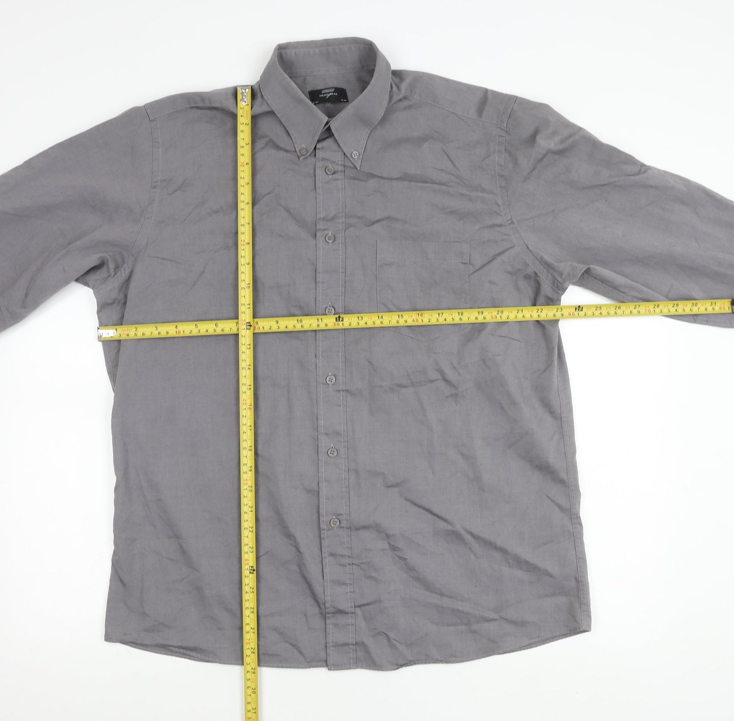St. Bernard Mens Grey 16in Button-Down Cotton Blend Long Sleeve Shirt