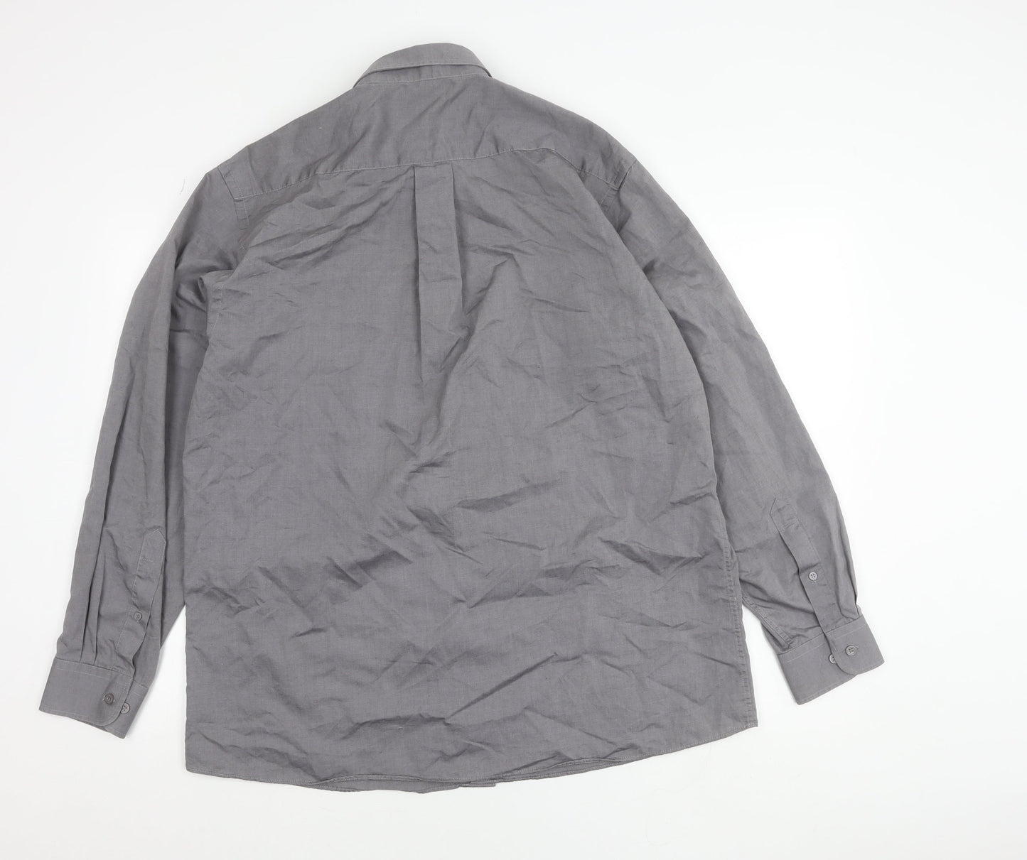 St. Bernard Mens Grey 16in Button-Down Cotton Blend Long Sleeve Shirt