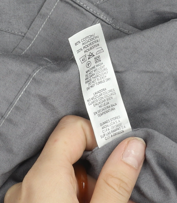 St. Bernard Mens Grey 16in Button-Down Cotton Blend Long Sleeve Shirt