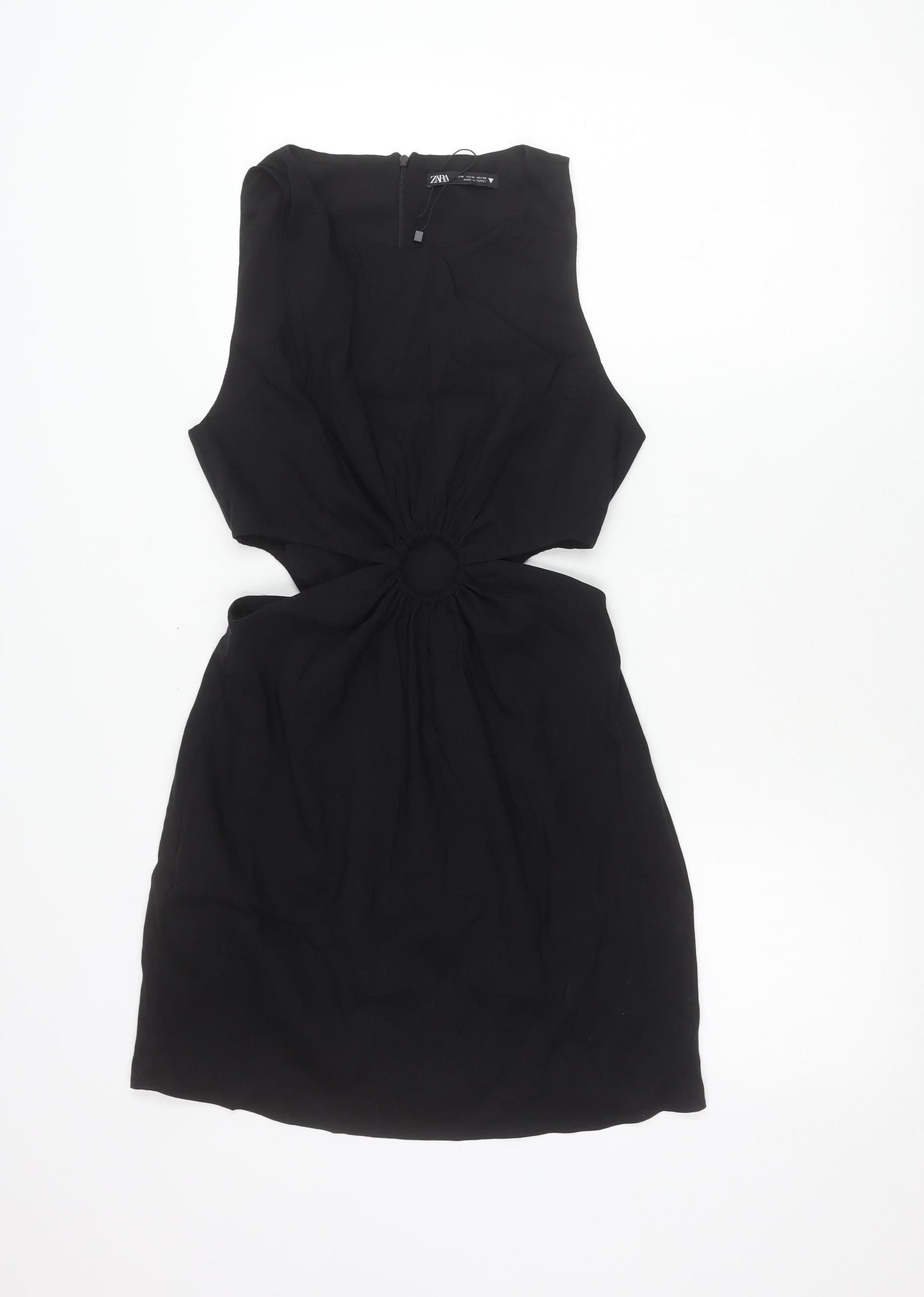 Zara Women Black M Strapless Mini Cut Out Dress