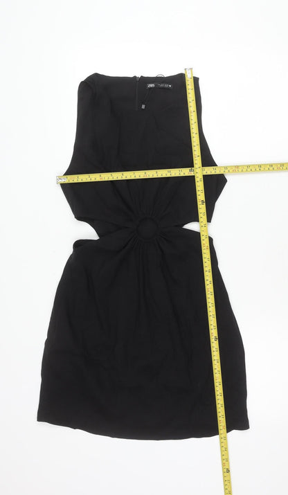 Zara Women Black M Strapless Mini Cut Out Dress