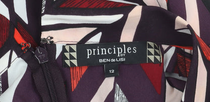 Principles by Ben de Lisi Womens Multicoloured Geometric Zip Blouse Size 12