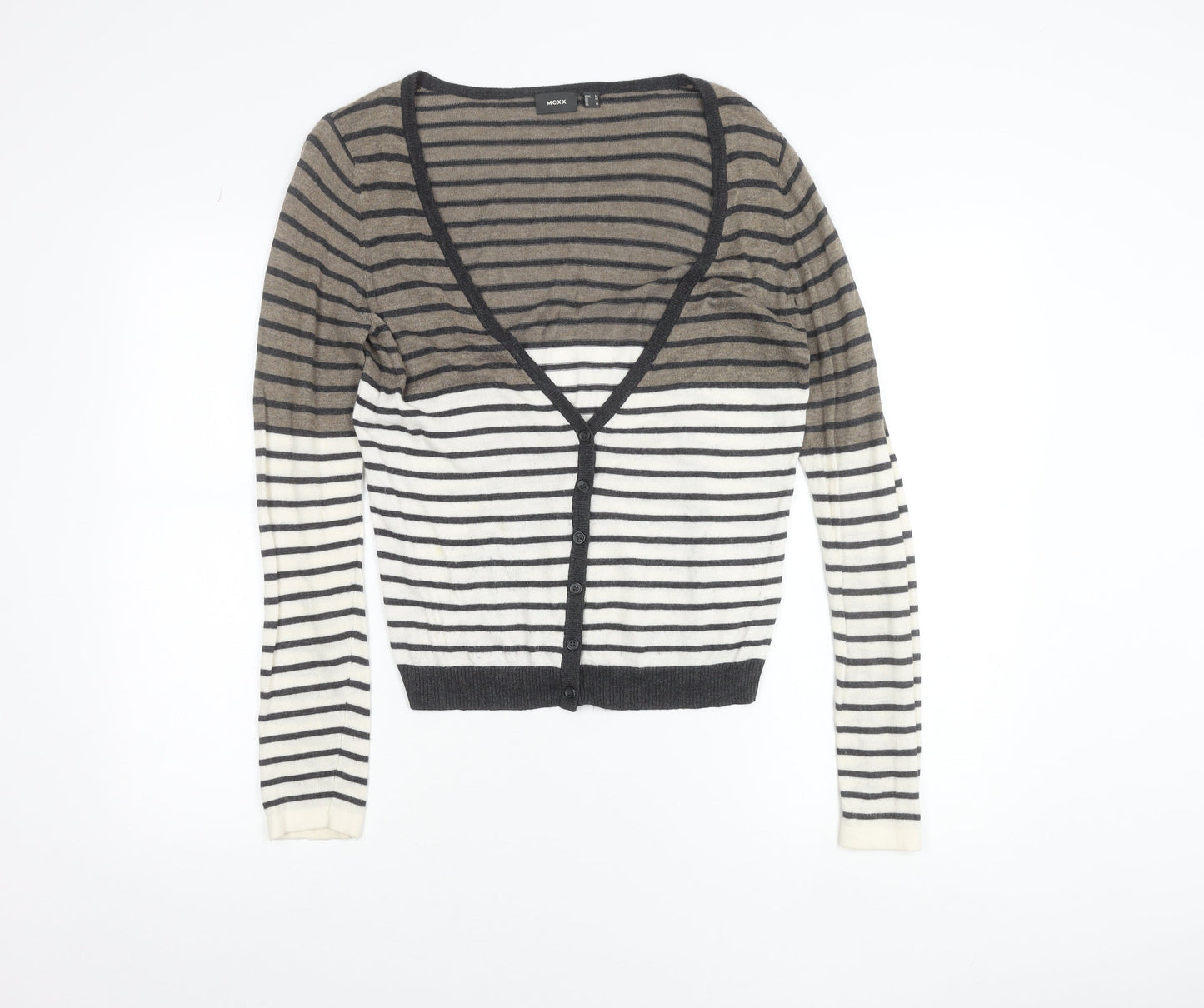 Mexx Women’s Multicoloured Striped V-Neck Wool Blend Cardigan M