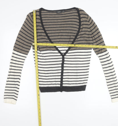 Mexx Women’s Multicoloured Striped V-Neck Wool Blend Cardigan M