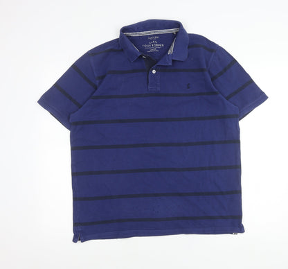 Joules Men's Blue Striped Cotton Polo Shirt Size L Classic Fit