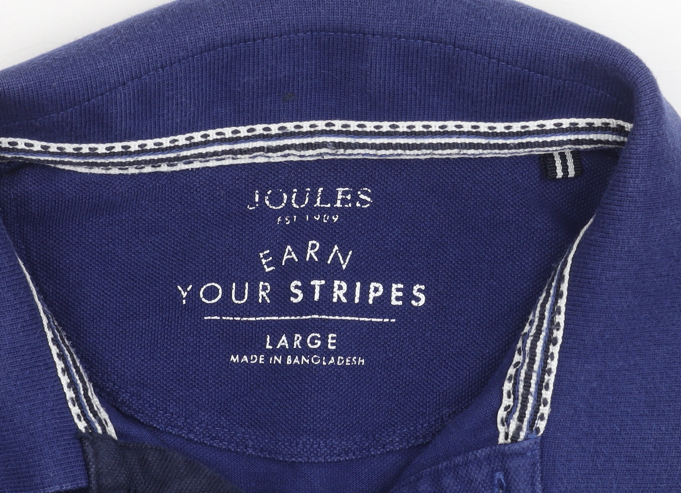Joules Men's Blue Striped Cotton Polo Shirt Size L Classic Fit